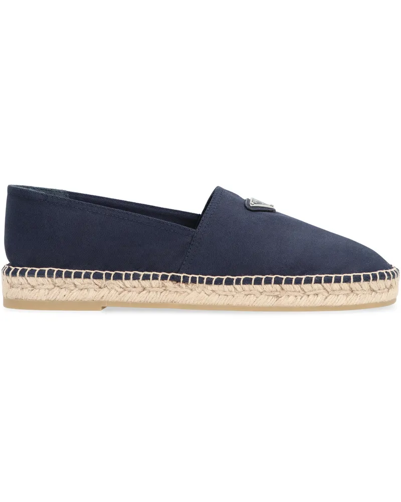 Prada Men's Blue Canvas Espadrilles Cotton Flat Shoes Blue