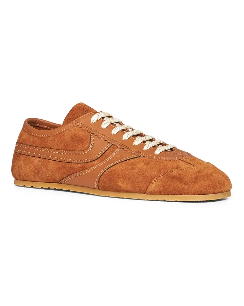 Dries van Noten Men's Sneakers Brown Suede With Leather Details Calf Trainers Brown