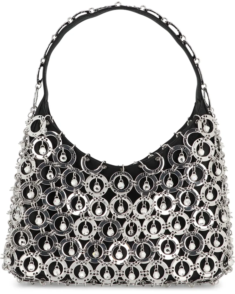 Paco Rabanne Women's Shoulder Bag Sphere Satin Black Polyester Handbags Hand Black