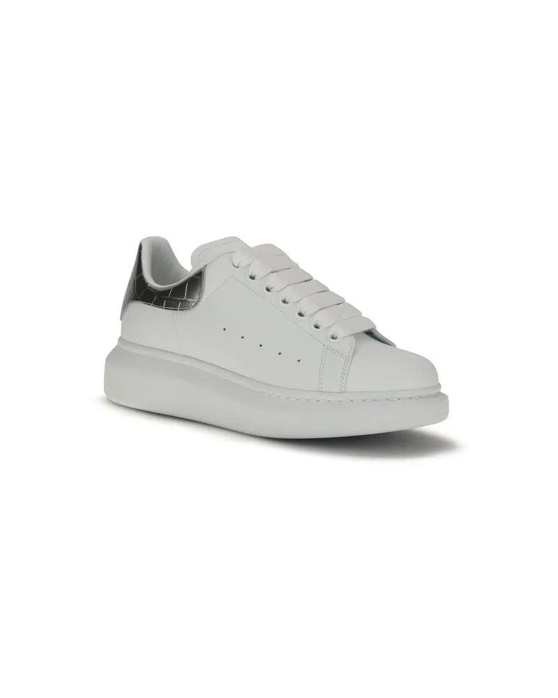 Alexander McQueen Women's White Calf Leather Bos Taurus Platform Sneakers White