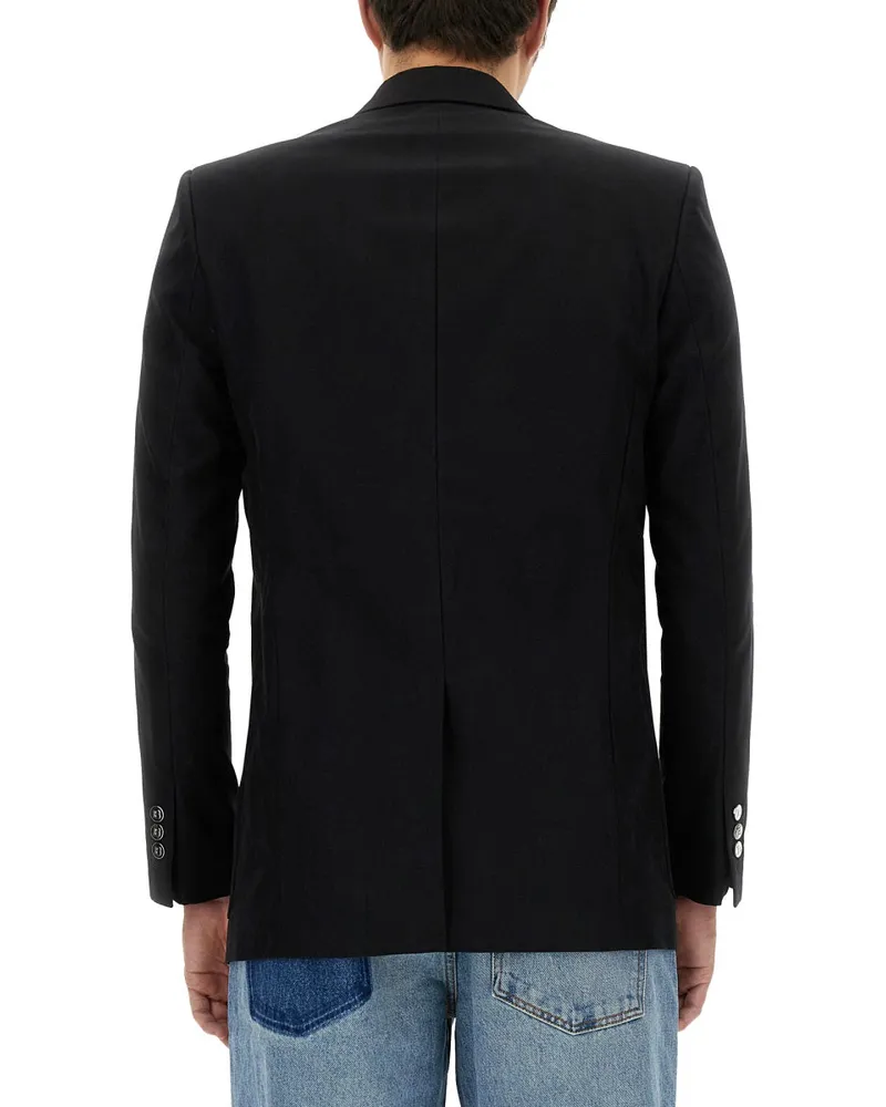 Balmain Double-Breasted Cotton Blazer — Black Black