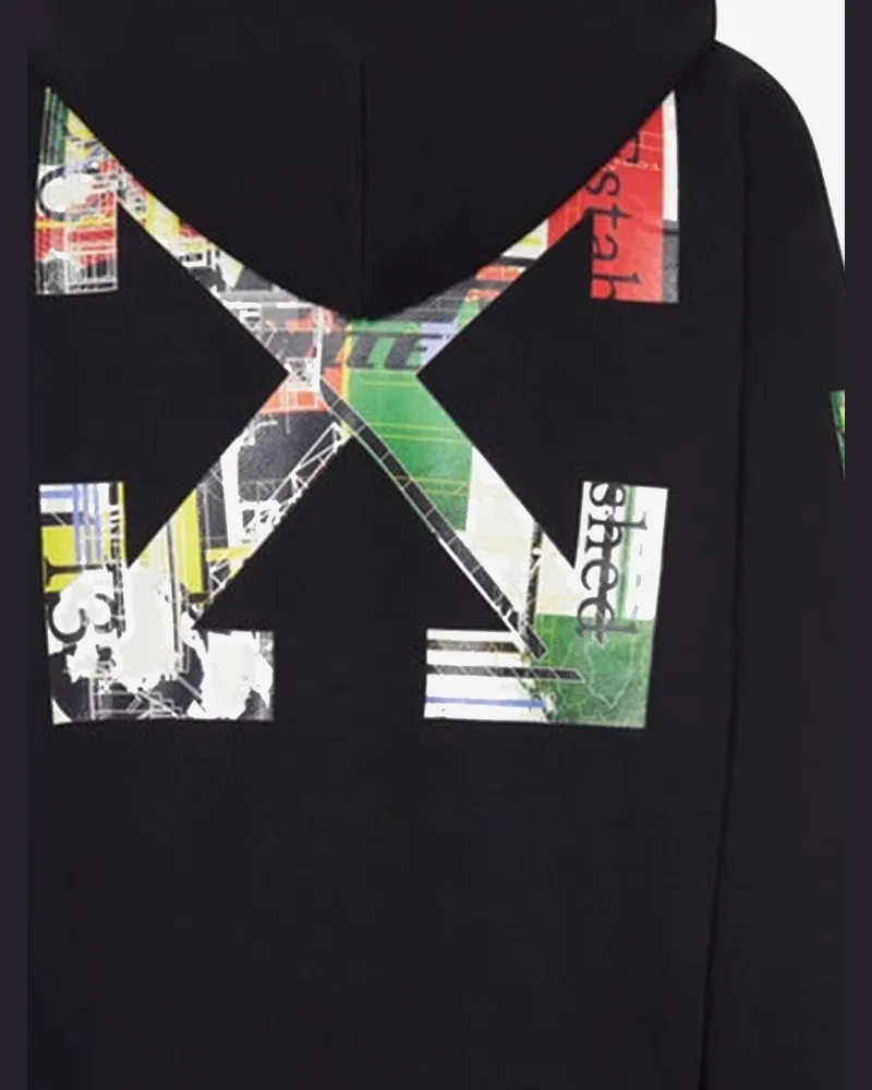 OFF-WHITE Men Cotton Hoodie Black Sweatshirts Sweater Black