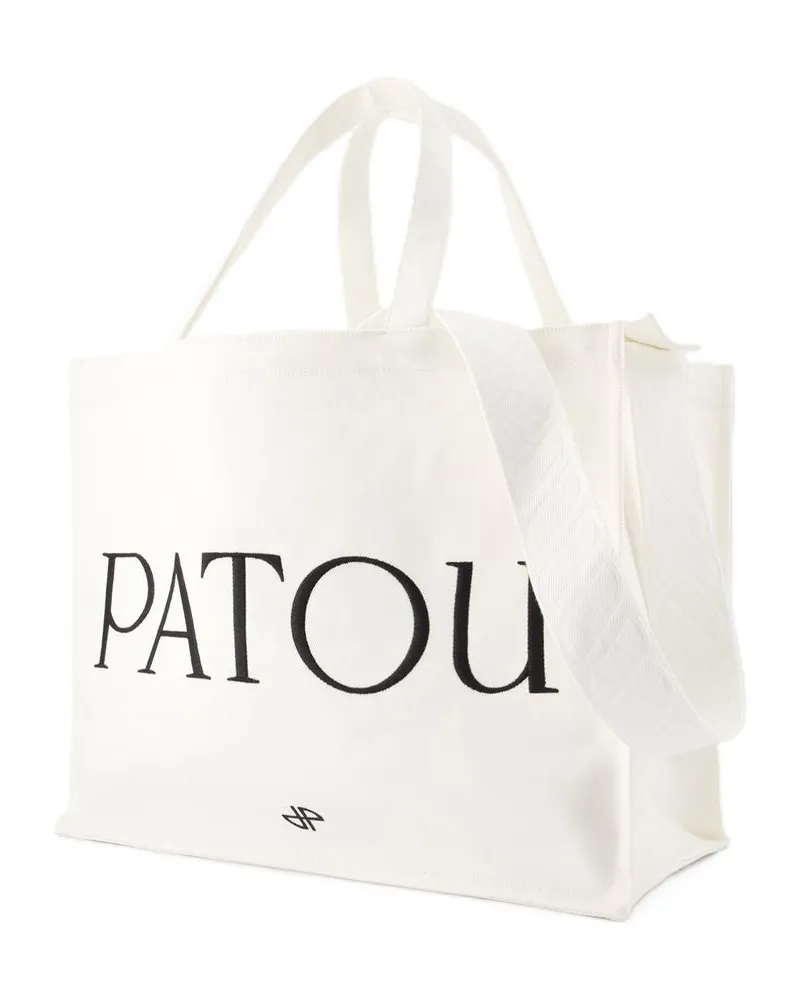 Patou Women's Large Shopper Bag -  Cotton White Totes-Shopping-Bags White