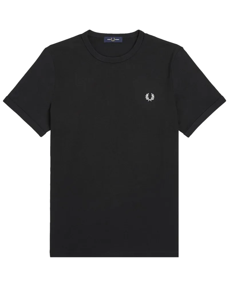 Fred Perry Logo-Embroidered Cotton T-Shirt — Black Black