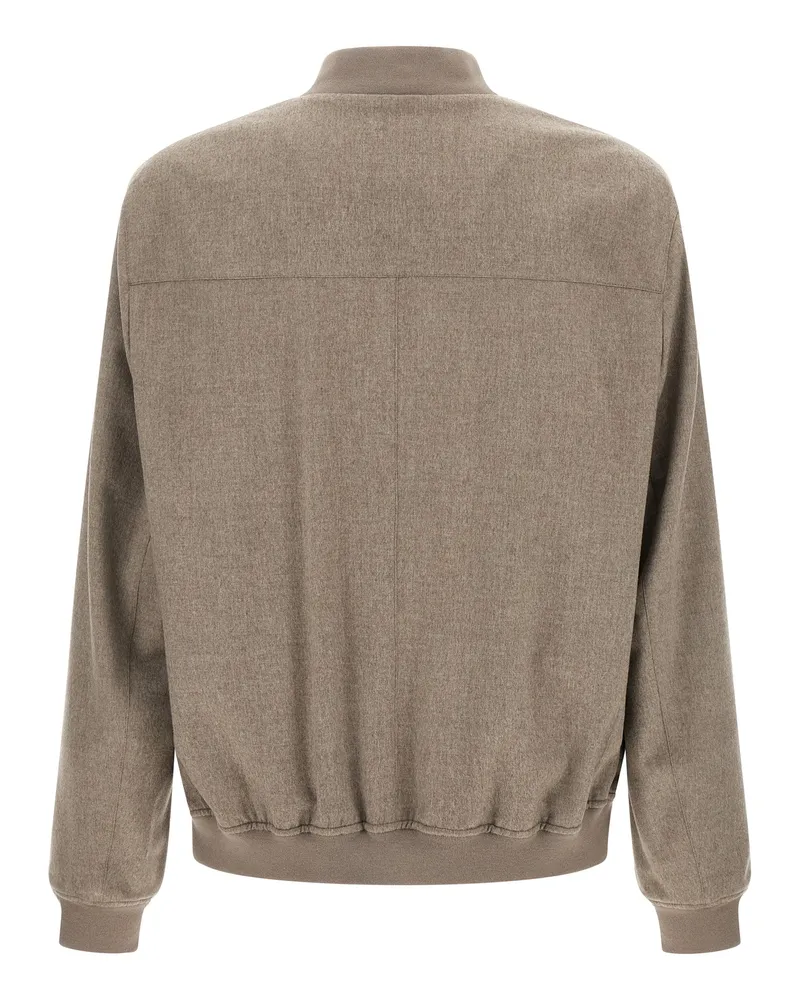 Brunello Cucinelli Men's Gray Cashmere Bomber Clothing Gray