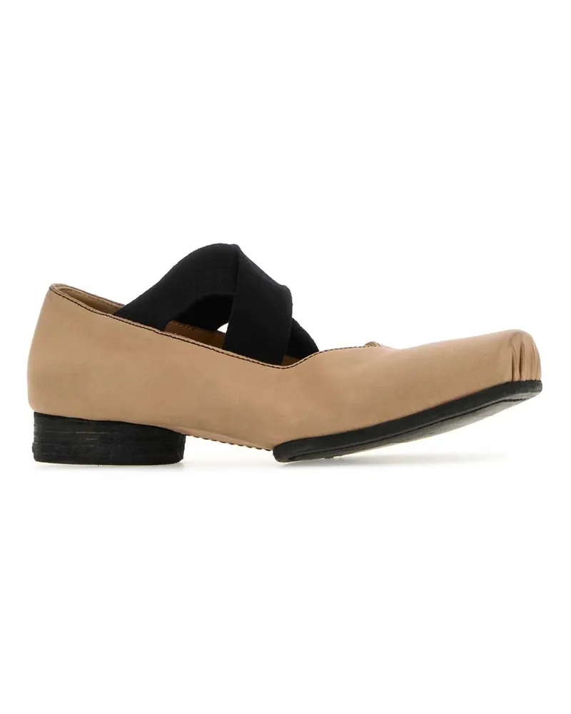 Uma Wang Women's Antiqued Pink Leather Ballerinas Uw059 Ballerine Flat Shoes Beige