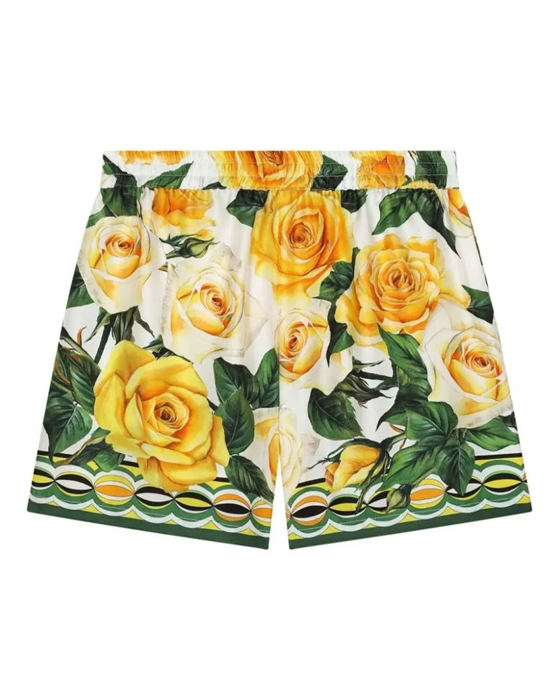 Dolce & Gabbana Silk Shorts — White White