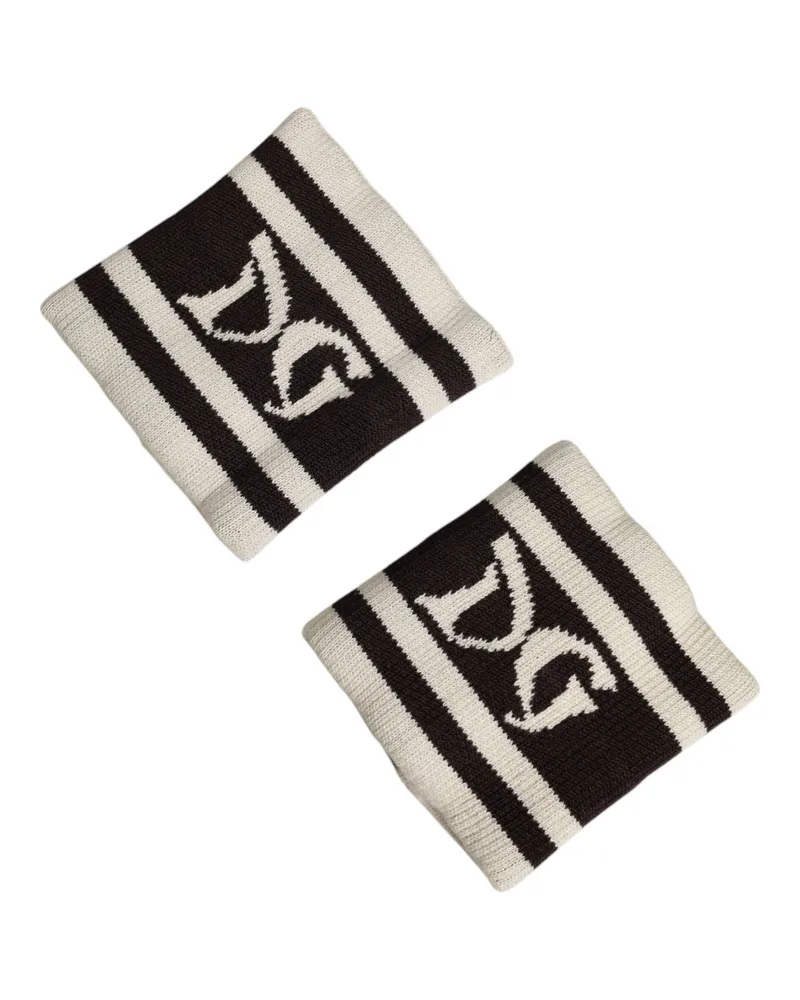 Dolce & Gabbana Men's Black White Dg Logo Cotton 1 Pair Wristband And Co+pa Accessory Black