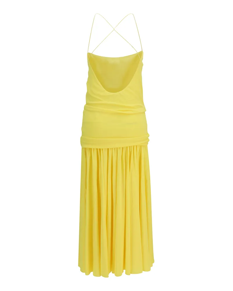 Jacquemus Women's Pleated Midi Dress Yellow Viscose; Polyamide Yellow