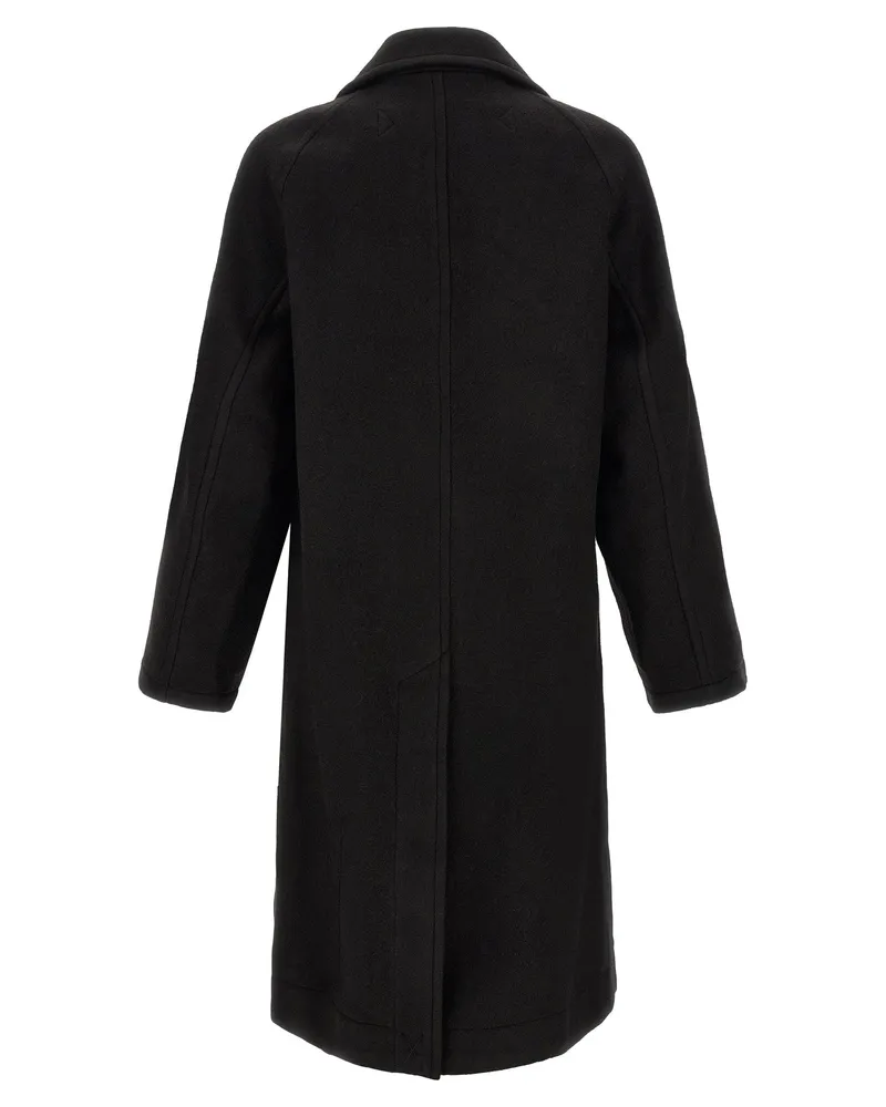 Christophe Lemaire Double-Breasted Wool Alpaca Coat — Black Black