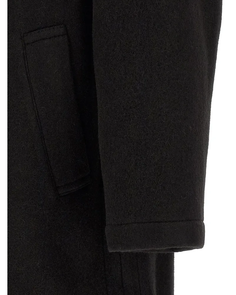 Christophe Lemaire Double-Breasted Wool Alpaca Coat — Black Black