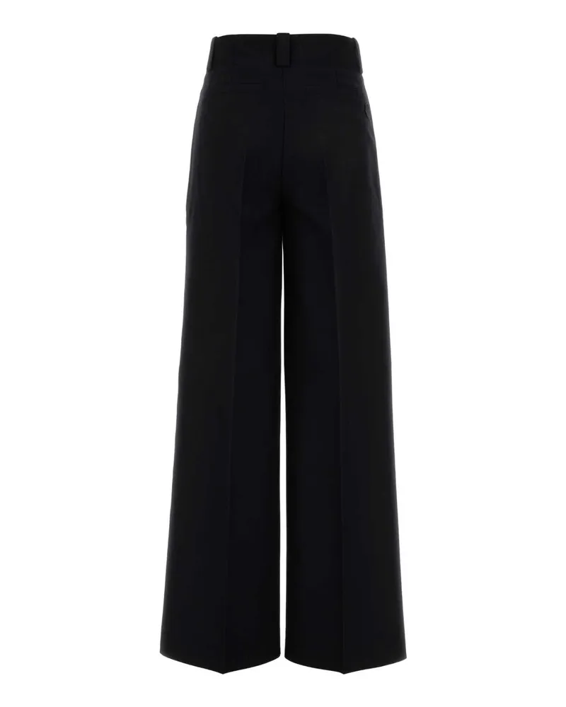 Moncler Women's Wide-Leg Wool Blend Trousers Black Polyester Virgin Black
