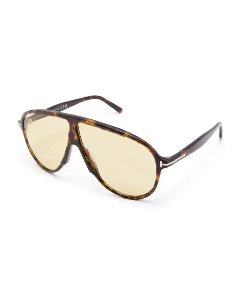 Tom Ford TF1211 Tortoiseshell Aviator Sunglasses — Brown Brown