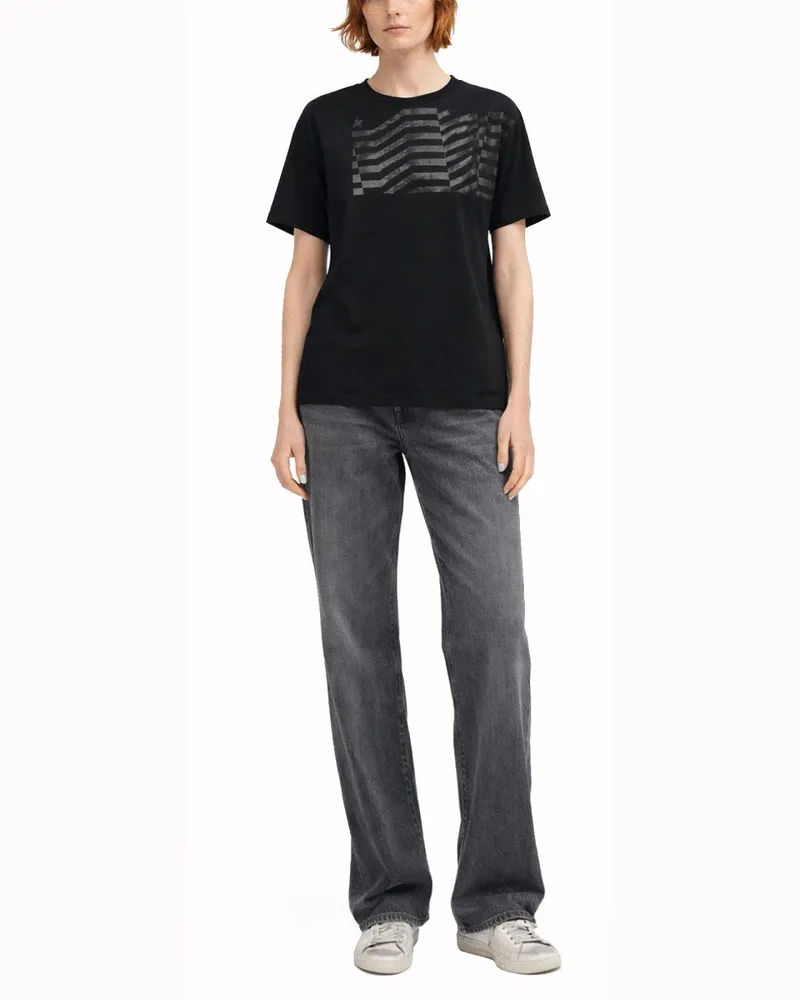 Golden Goose Flag Print T-Shirt — Black Black