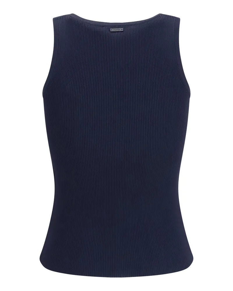 Max Mara Women Ribbed Jersey Tank Top Blu Marino Viscose; Polyester Navy