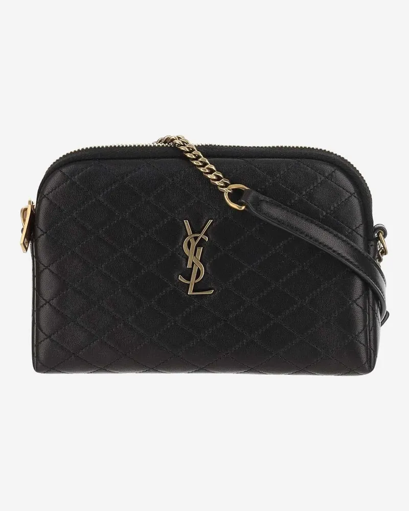 Saint Laurent Women's Quilted Lambskin Leather Shoulder Bag Black Black