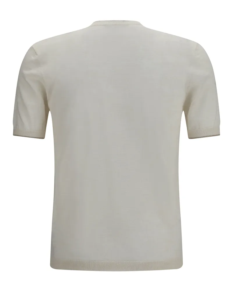 Brooksfield Men's Short-Sleeved Linen Blend Shirt Offwhite Linen; Polyester T-Shirts And Polos White
