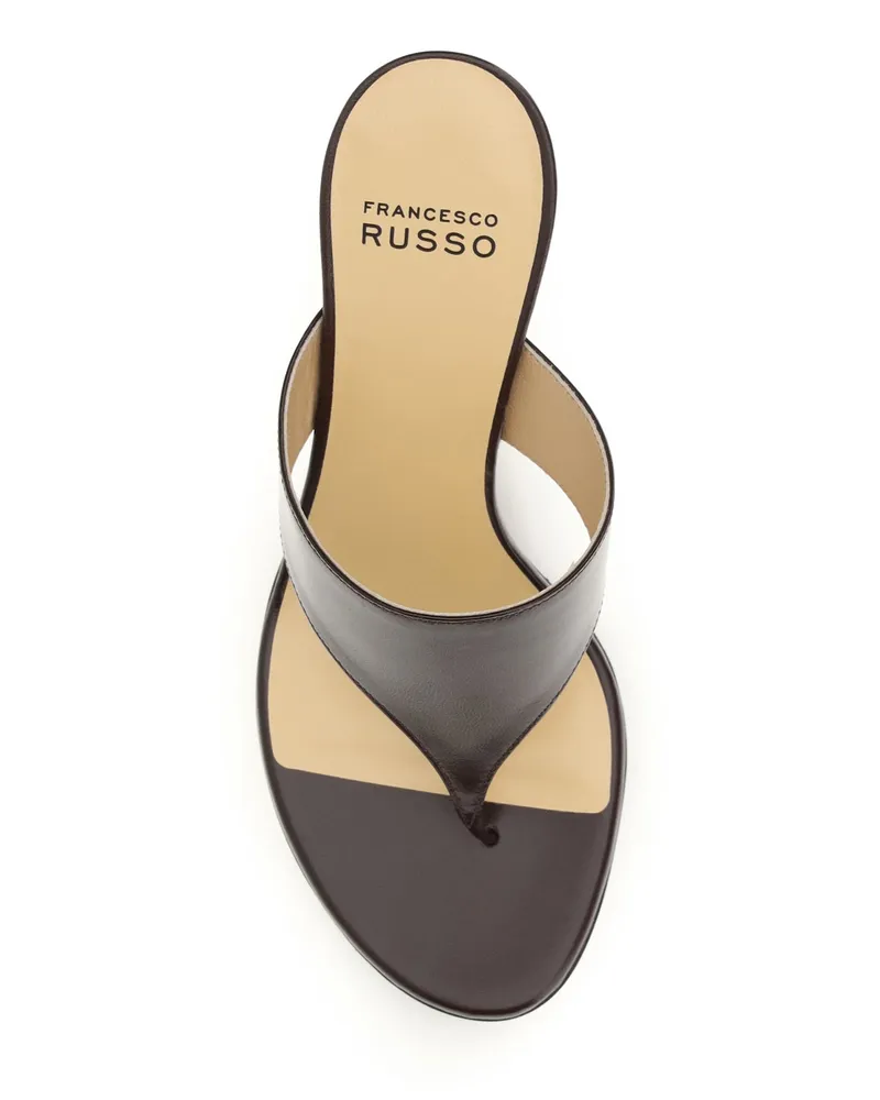 Francesco Russo Women's Thong Sandals Bordeaux Leather Calf Bordeaux