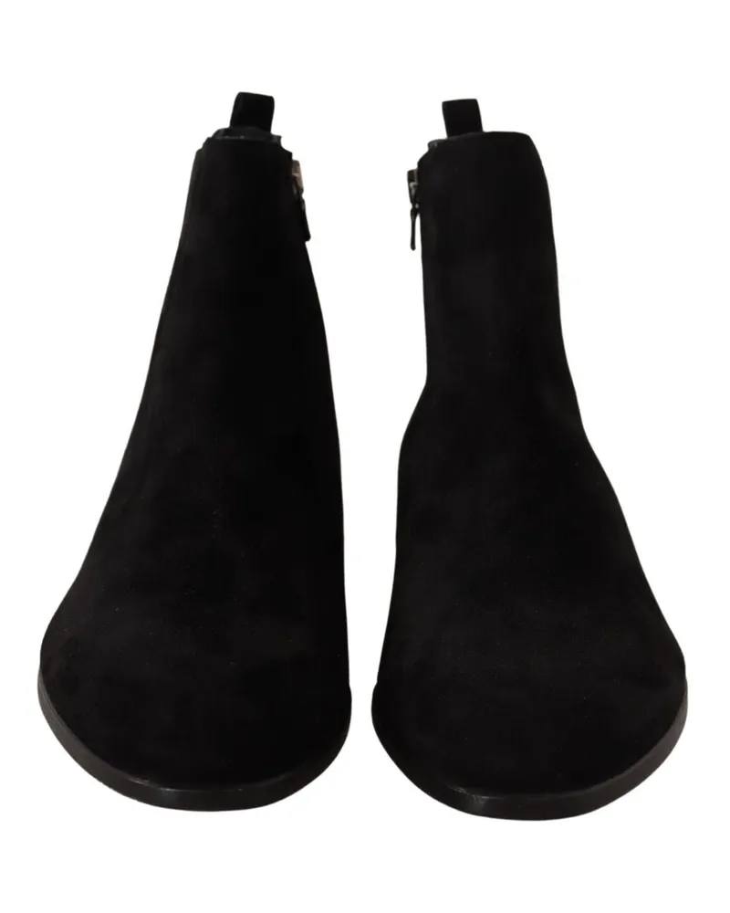 Dolce & Gabbana Black Suede Leather Chelsea Mens Boots Shoes Black