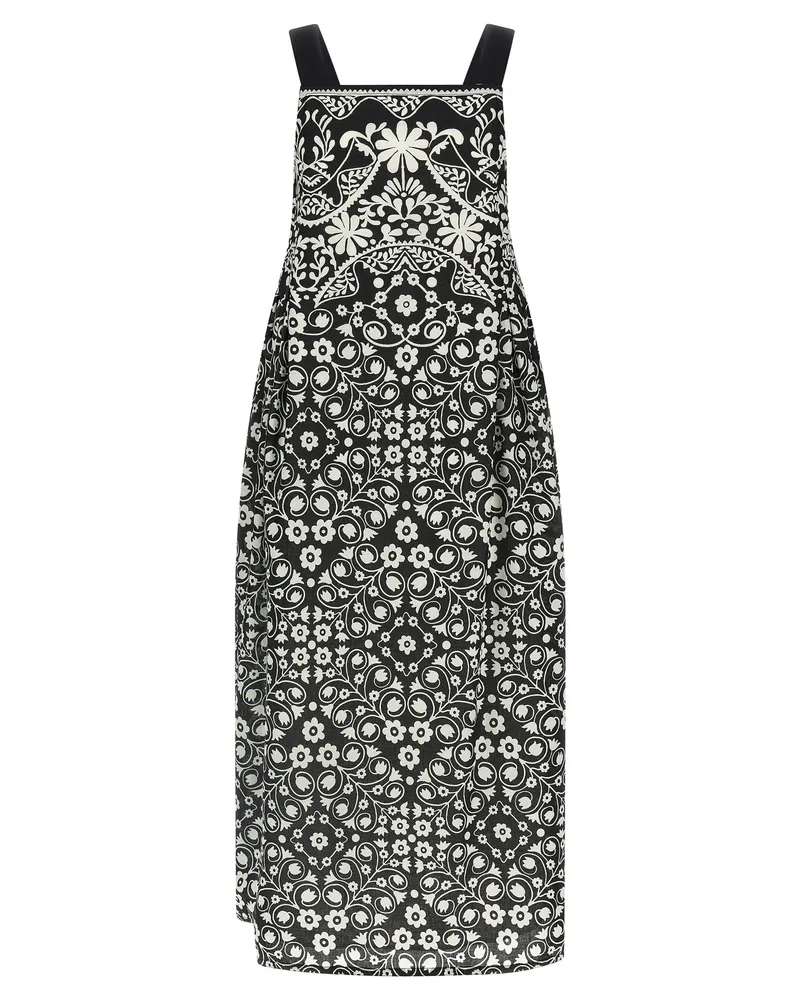 Max Mara Women's Bicolor Cotton Long Dress Black