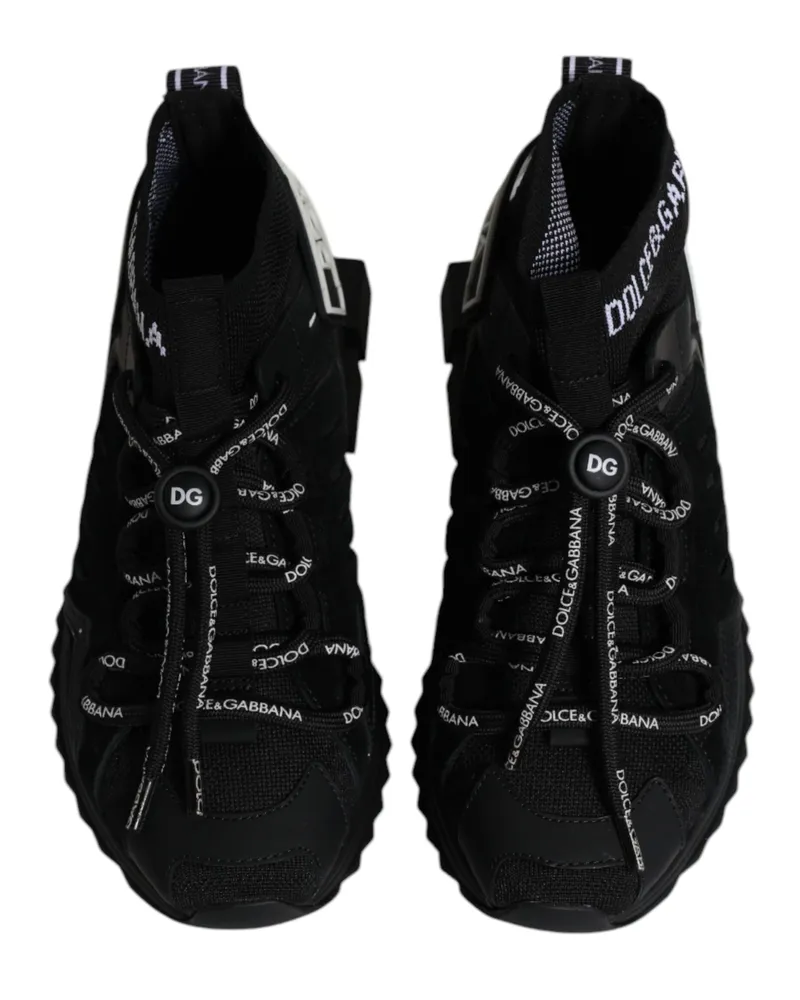 Dolce & Gabbana Women's Black Sorrento Socks Logo Sneakers Shoes Black