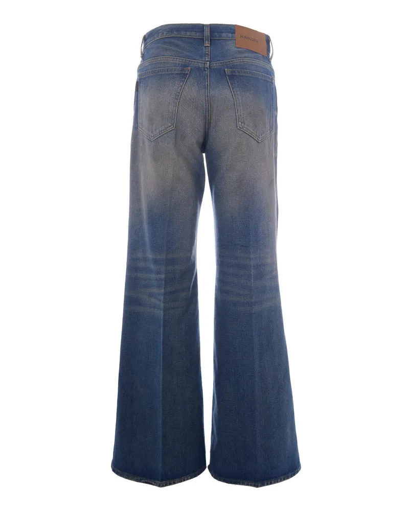 Haikure Flared Cotton Jeans — Blue Blue