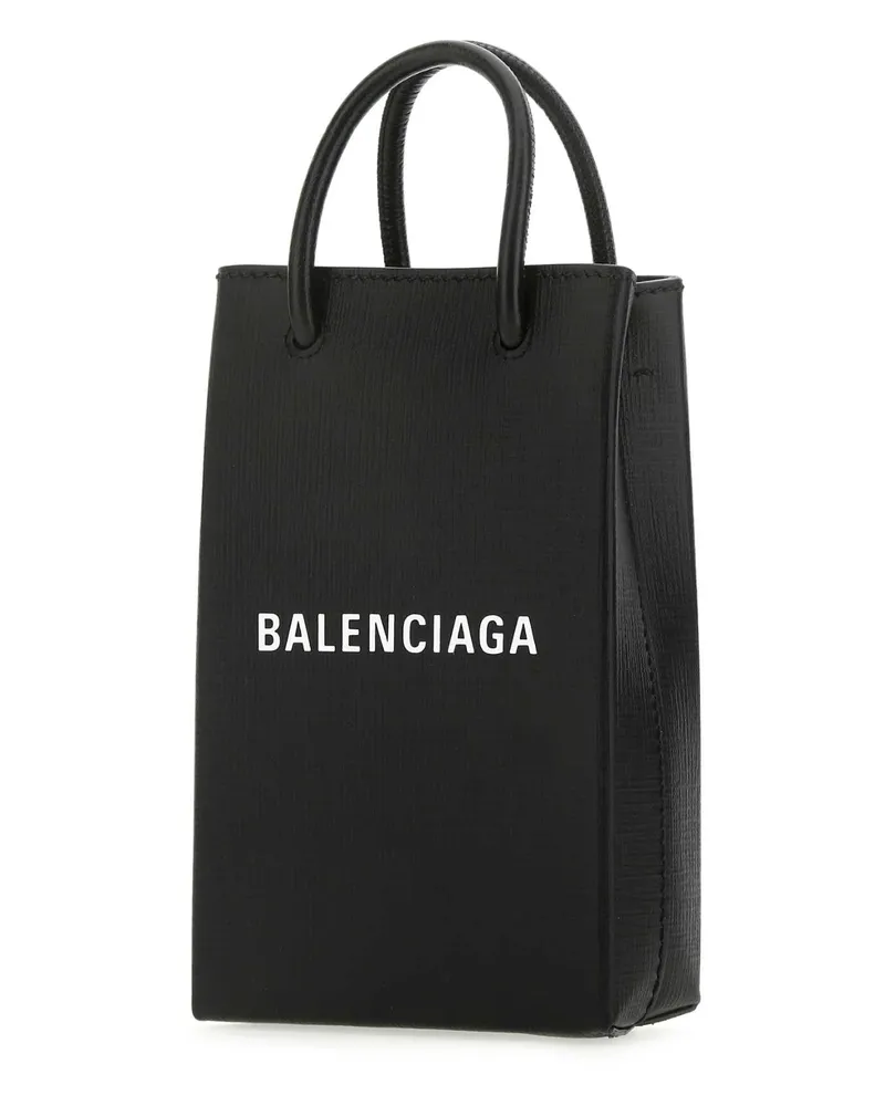 Balenciaga Women's Black Leather Phone Case 1000 Cover Black