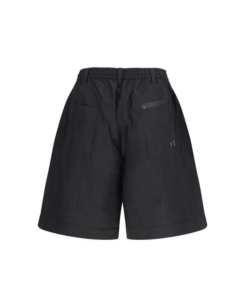 Y-3 Men Black Cotton Bermuda Shorts Black