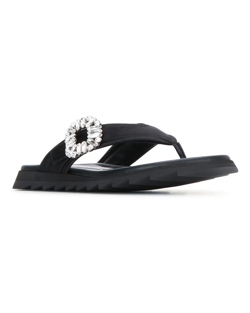 Roger Vivier Women's Slidy Flip Flat Black High Heel Shoes Black