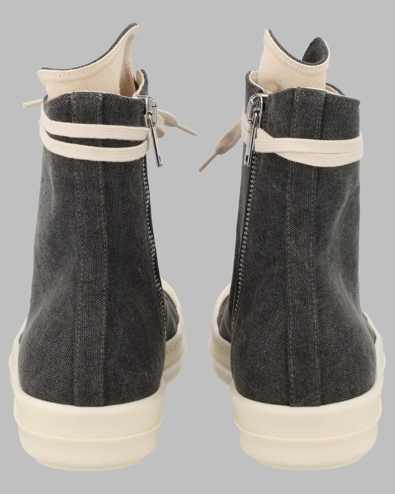 DRKSHDW by Rick Owens High-Top Canvas Sneakers — Gray Gray