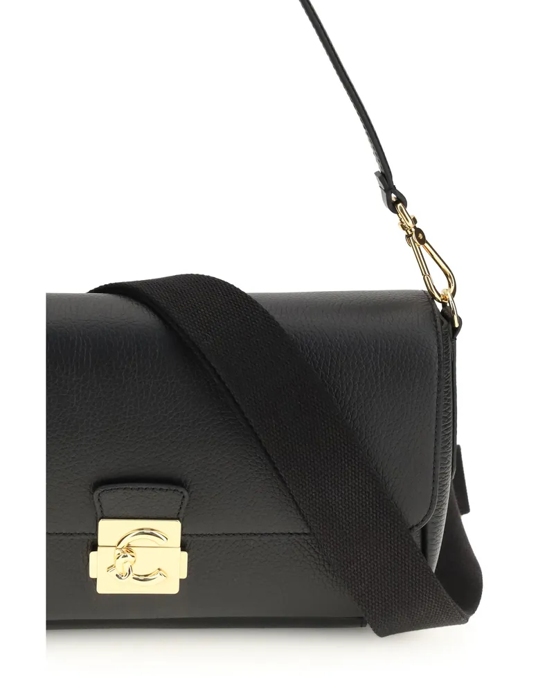 Coccinelle Women's Shoulder Bag C-Me Lock Black Calf Leather Black