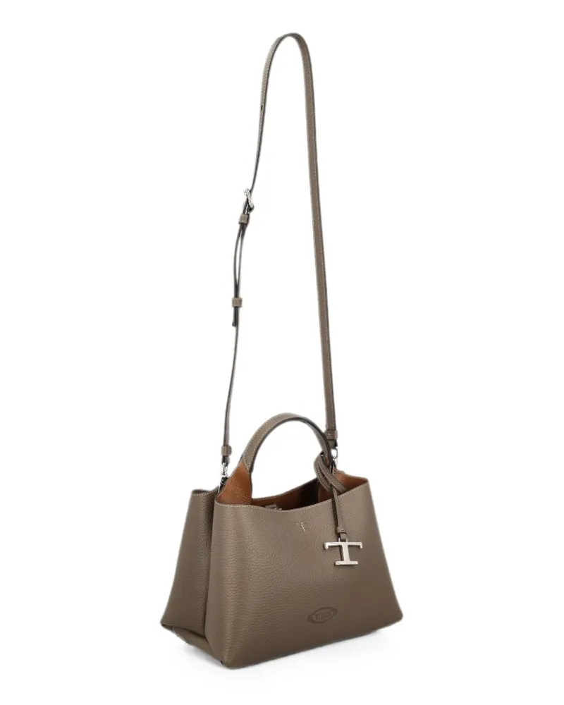 TOD'S Grained Leather Shoulder Bag — Taupe Taupe