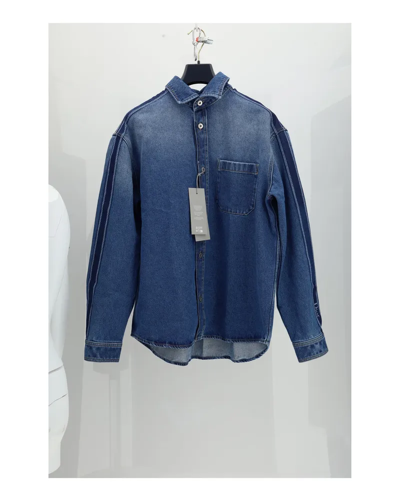 Dior Men's Denim Jacket Laser Print Blue Cotton Blue