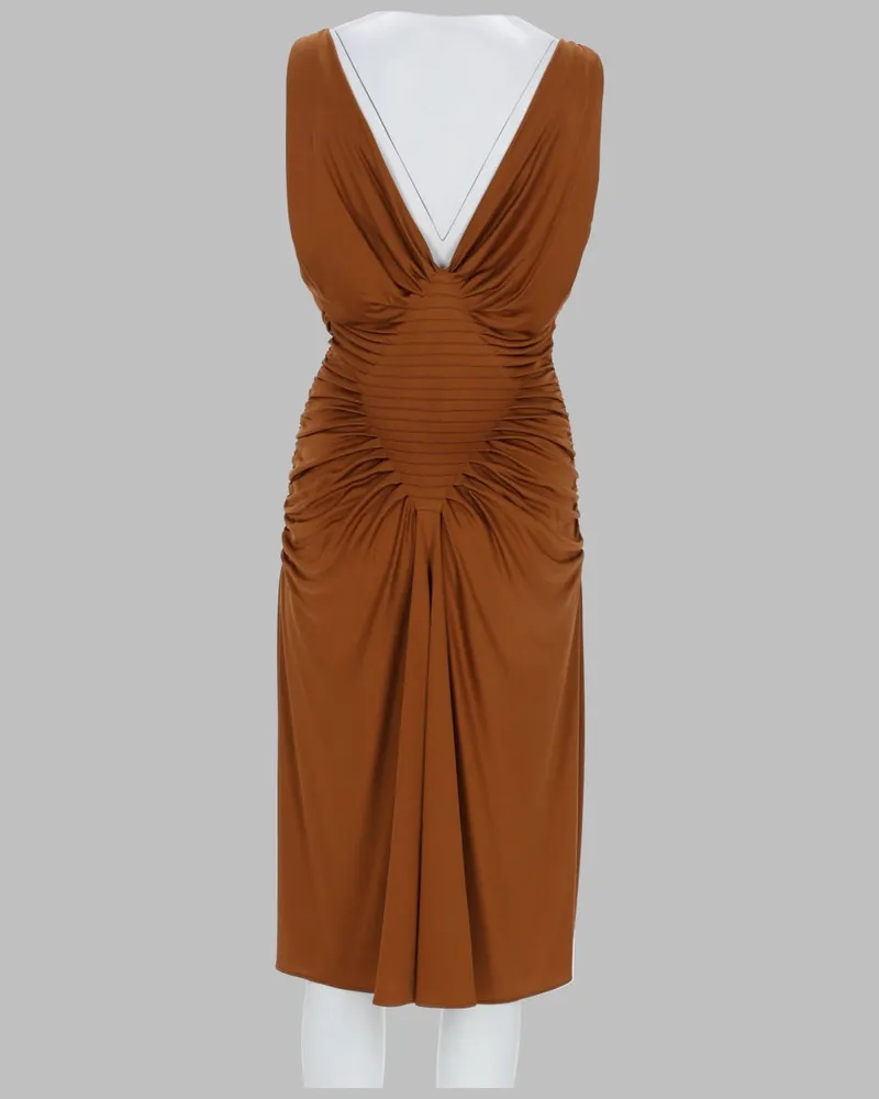 Versace Viscose Jersey Midi Dress — Brown Brown