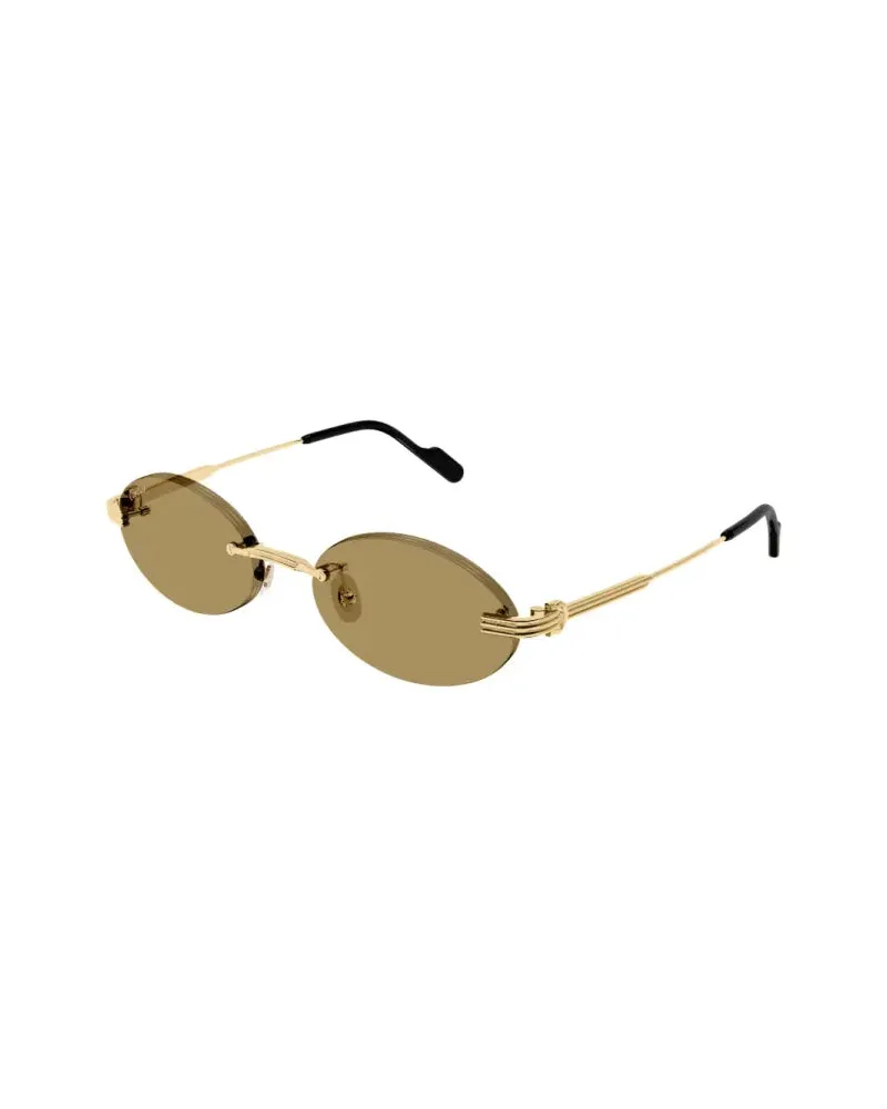 Cartier CT0615S Oval Metal Frame Sunglasses — Gold Gold