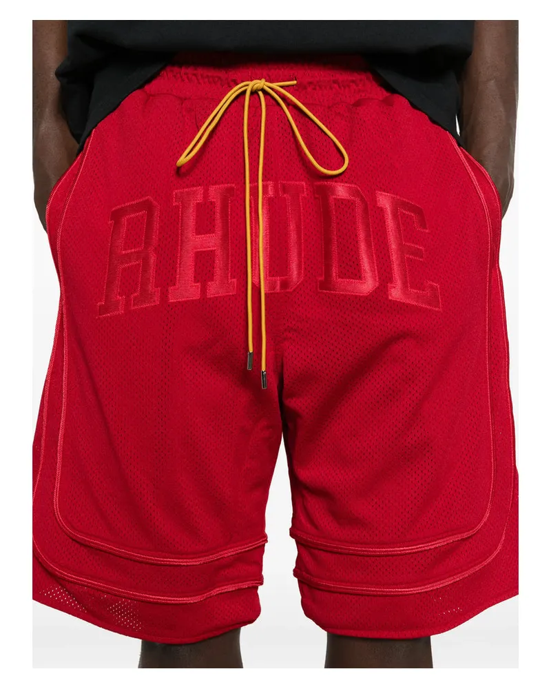 RHUDE Baggy Mesh Polyester Shorts — Red Red