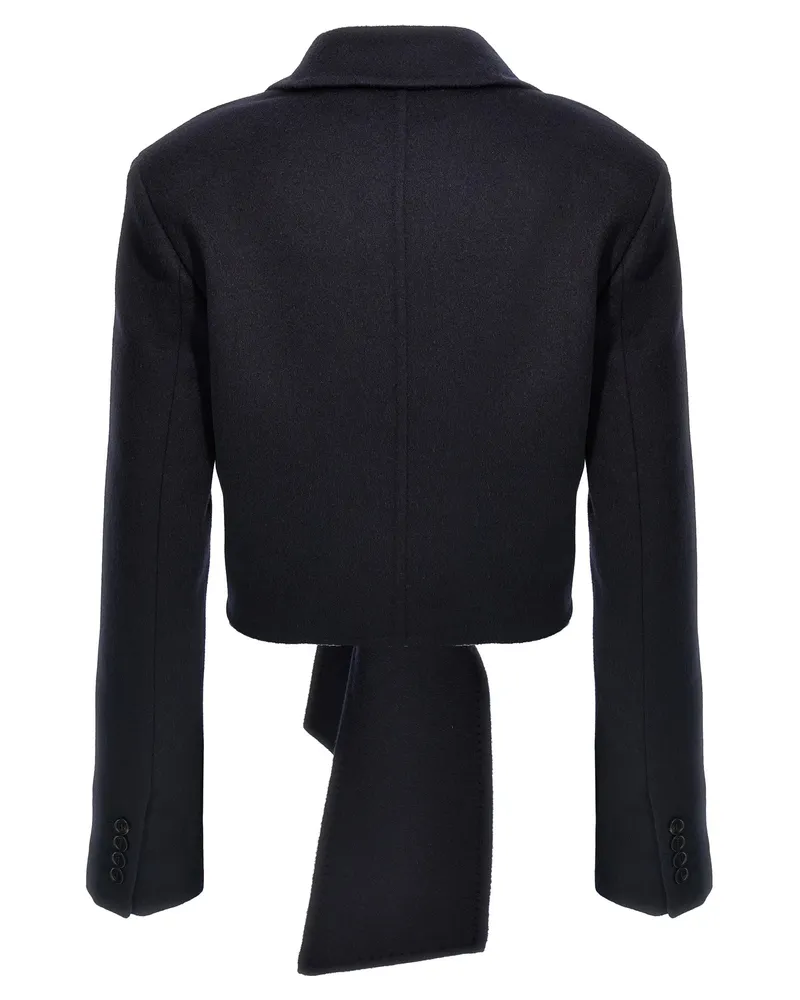 Max Mara Women's Blue Wool Full-Length Jacket Clothing Navy