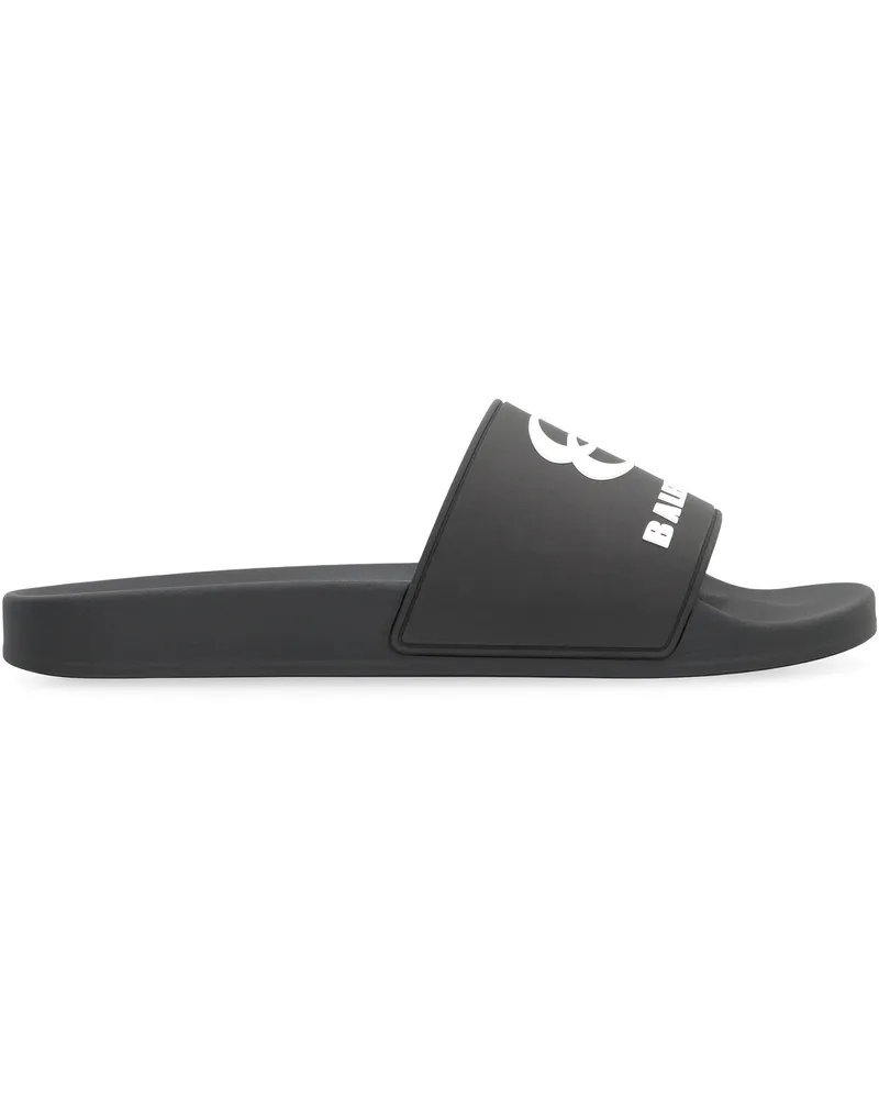 Balenciaga Men's Black Rubber Slides Flip Flops Black