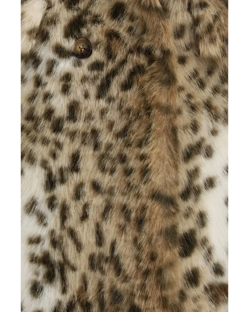 s.w.o.r.d 6.6.44 Women's Faux Fur Hooded Leopard Print Coat Brown Polyester Brown