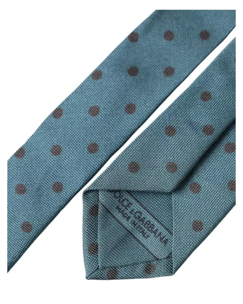 Dolce & Gabbana Green Black Polka Dot Silk Adjustable Men Tie Green
