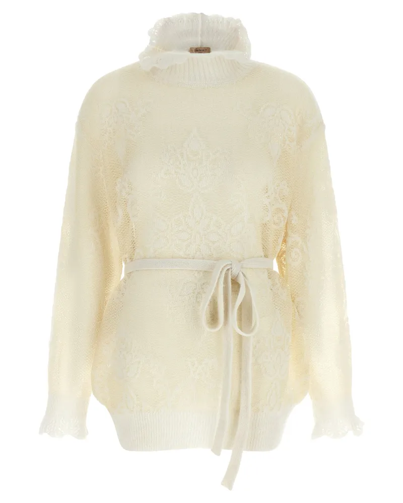 Twin-Set Jacquard Alpaca Blend Sweater — Cream Cream