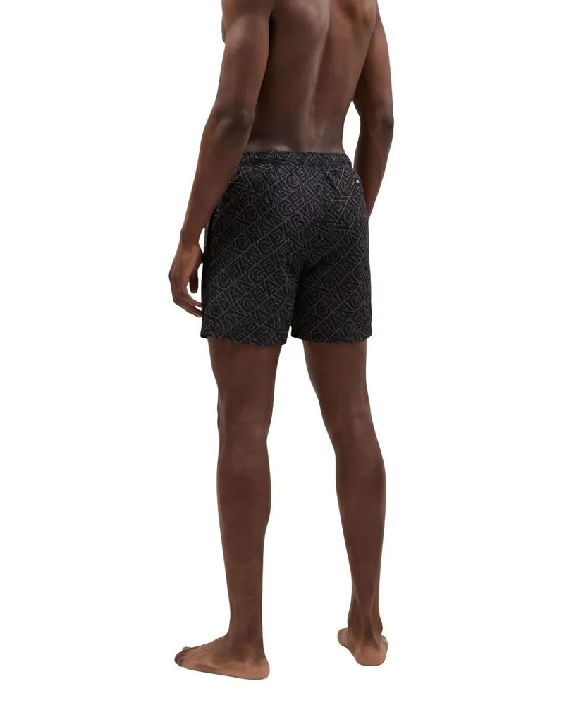 Armani Exchange Logo-Print Polyester Swim Shorts — Black Black