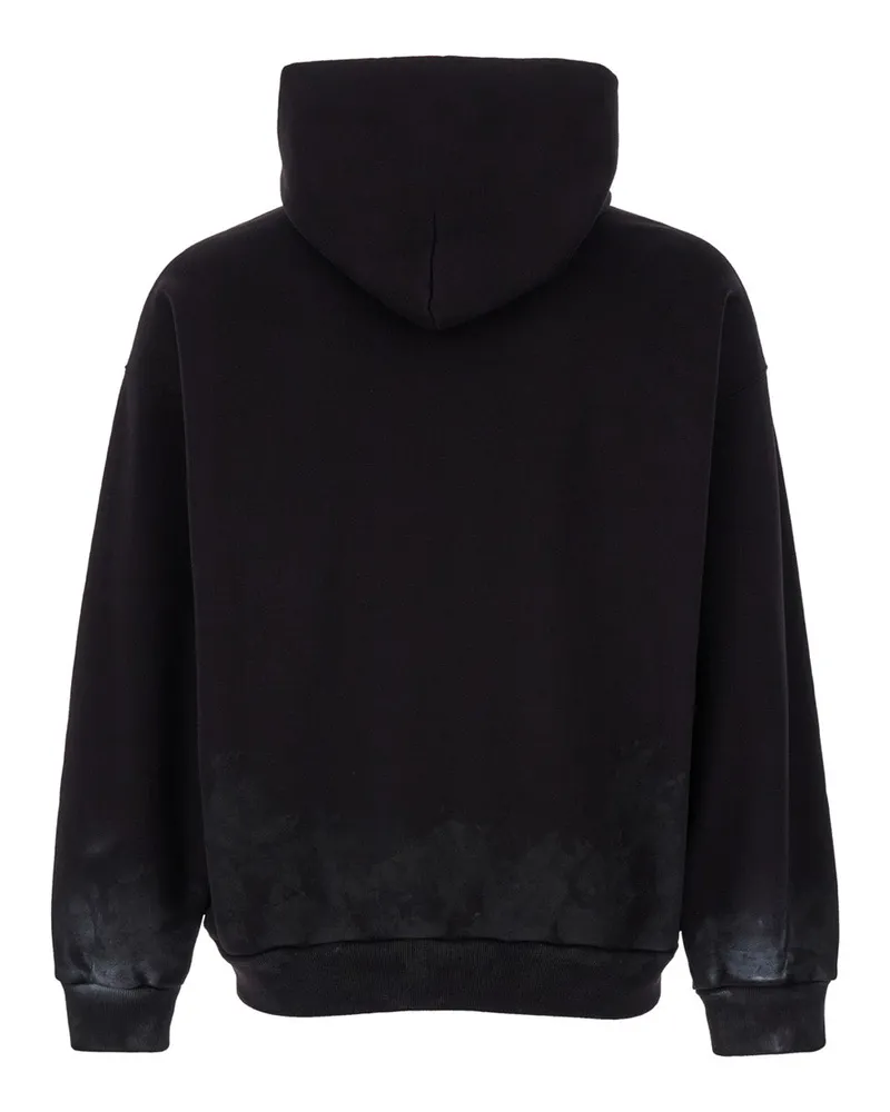 Balenciaga Men's Black Hoodie With Metal Bb Stencil Motif Cotton Sweatshirts Sweater Black