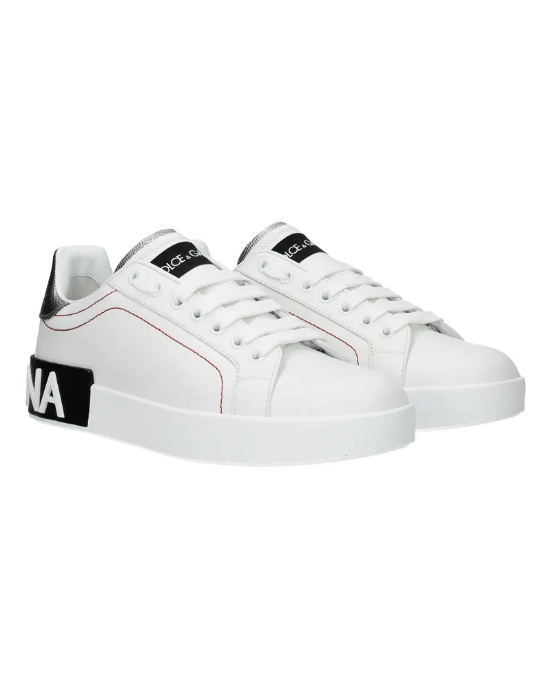 Dolce & Gabbana Women's White Leather Low Top Sneakers White
