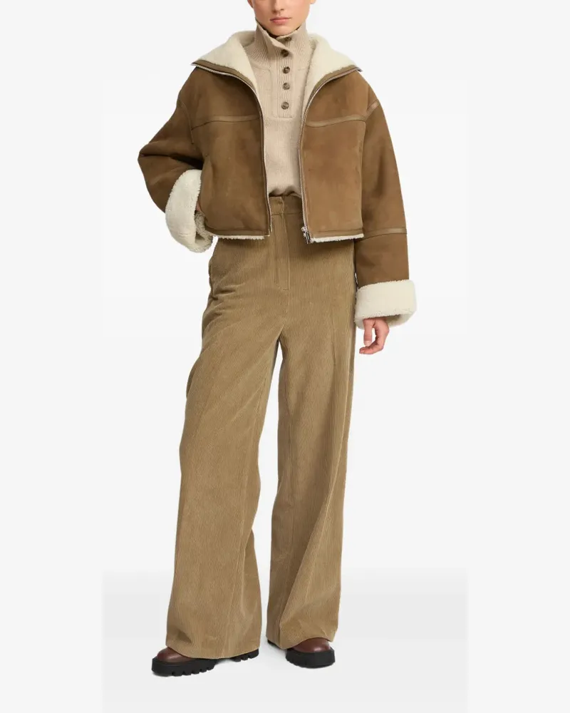 Yves Salomon Women's Shearling-Trimmed Suede Jacket Aw25 W Caramel