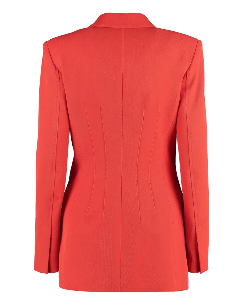 Genny Women's Double-Breasted Wool Blazer Red Blazers Jacket Red