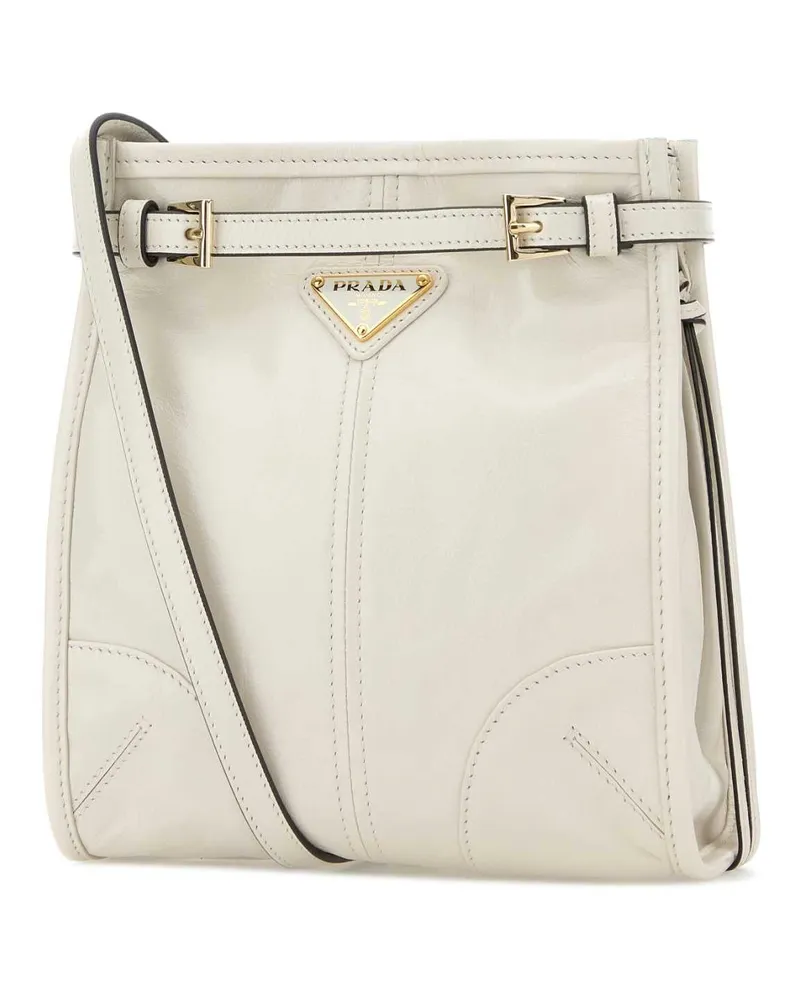 Prada Bandoliera Calfskin Leather Crossbody Bag — White White