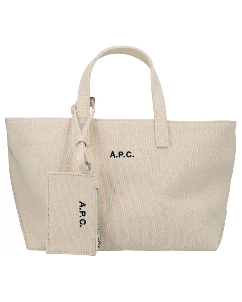A.P.C. Women's Le Drummer Tote Bag Powder Cotton Handbags Hand Beige