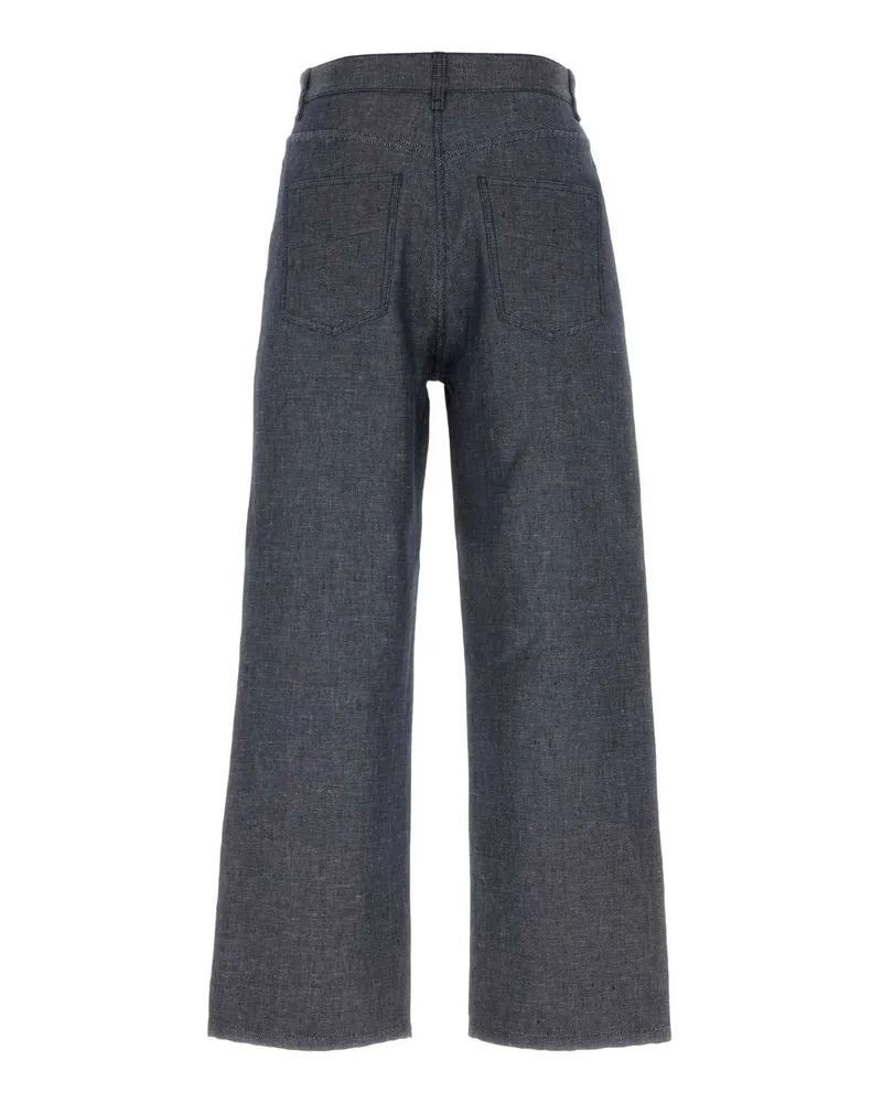 Fendi Dark Blu Exterior: Linen Cotton Silk Jean Navy