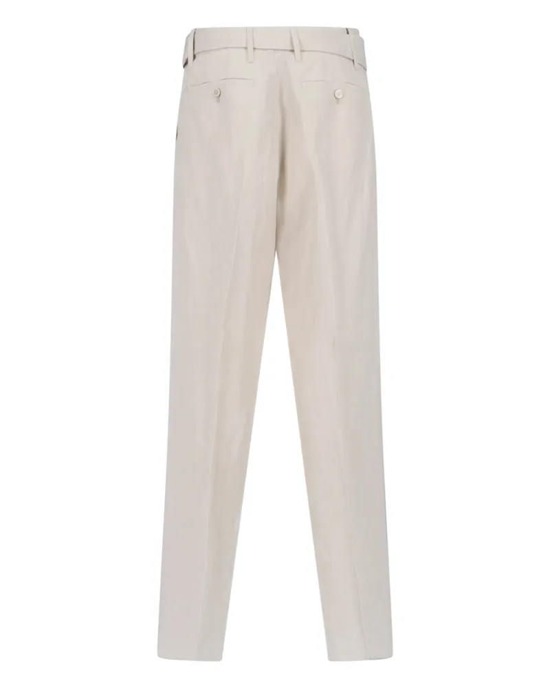 LARDINI Men's Trousers White Linen Beige